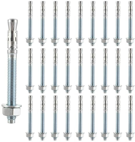 AKOLAFE 30 Stück Schwerlastdübel M10 x 100mm Verzinkt Schwerlastanker M10 Edelstahl Schwerlast Bolzenanker M10 Keilanker Ankerbolzen Blitzdübel für Boten, Trockenbau, Geländer, Maschinen, Balke