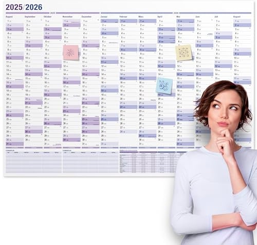 Yohmoe® XXL Schuljahreskalender 2025/2026 Wand im Format 98x68 cm, gefalzt. Ideal als Jahresplaner 2025/26 oder Wandkalender 2025 2026