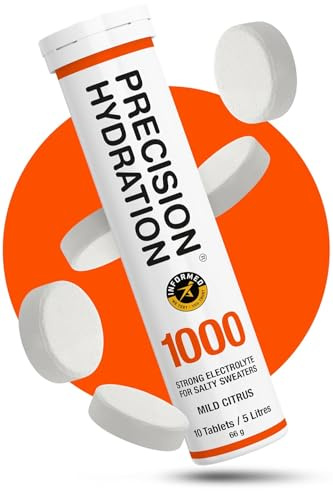 Precision Hydration Elektrolyt-Tabletten - Mehrstufige efferveszierende Hydrationstabletten - Bekämpft Krämpfe - Kalorienarm, glutenfrei, vegetarisch freundlich (1 Tube, 1000 mg/L - Orange Tube)