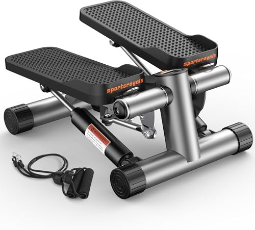 Sportsroyals Stair Stepper for Exercises, Twist Stepper with Resistance Bands and 150 kg Weight Capacity (Stepper)