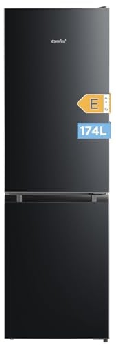 Comfee‘ Kühlschrank mit Gefrierfach RCB169DK2(E) | 174L Kühl-Gefrierkombination (115L Kühlteil + 59L Gefrierteil), 150 cm Höhe | 195 kWh/Jahr, Low Frost, Leise 39 dB | LED-Licht | Freistehend, Schwarz