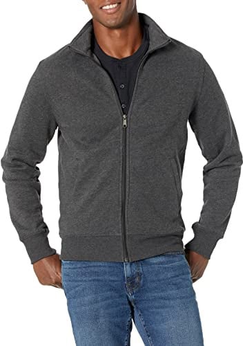 Amazon Essentials Herren Regular Fit Sweatjacke mit Stehkragen ohne Kapuze