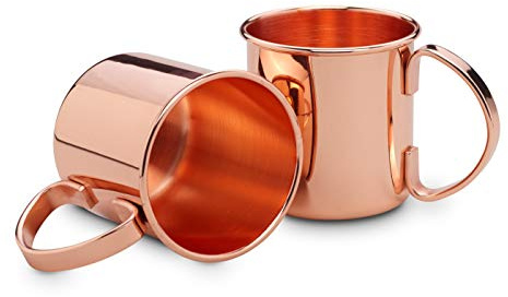 ECHTWERK Moscow Mule Becherset, 2-tlg, Edelstahl-Gläser, Cocktailgläser perfekt für Gin, Vodka, Bier und Kaltgetränke, Geschenkset, 2x Becher 450 ml, kupferfarben