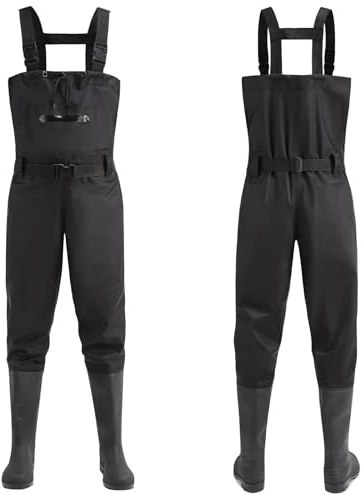 bluaqua Wathose für Herren und Damen Verdicken, Angelhose mit Stiefeln, Wathose, Brusttaschen, verstellbare Träger, Nylon-Wathose, Angelhose