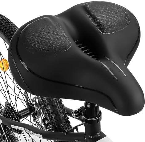 TONBUX Breiter Fahrradsattel mit Doppel Federdämpfer Für Damen Herren | Atmungsaktiv＆Bequem, Wasserdichter PU, Passend bis 120kg für Cityrad E-Bike