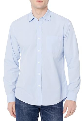 Amazon Essentials Herren Langärmeliges Business Hemd aus Popeline, Normale Passform, Light Blue, XXL