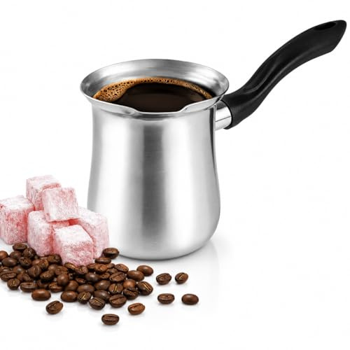DESTALYA Türkische Kaffeekanne für den Herd von Butter und Milch | Edelstahl Set |Turk Kahvesi icin Cezve (Kaffeekanne Schwarz)