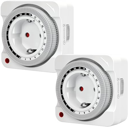 Aipsdo Zeitschaltuhr für Außenbereich und Steckdose - Analog 24-Stunden-Mini mit 96 Segmenten, Packung, Zeit