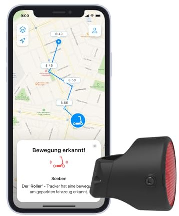 Invoxia Bike Tracker - GPS-Tracker Diebstahlschutz für Fahrräder - Reflektor mit Echtzeit-Alarmfunktionen - Inklusive 3-Jahres-Abo - bis zu 3 Monate Akkulaufzeit - Leicht und Unauffällig - Wasserdicht
