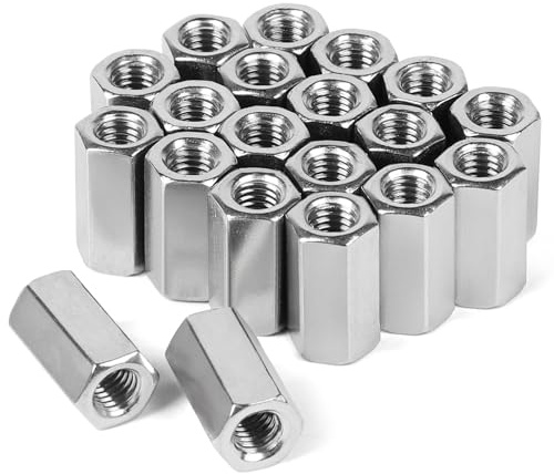 LALAGO 20 Stück M8 x 24mm Verbindungsmuttern Langmuttern aus Edelstahl VA V2A A2, Einschraubmutter Verbindungsmuffen Sechskant, Quermutterbolzen Gewindehülsen Distanzmuffen Langmuttern