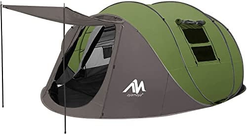 Zelt 4-6 Personen Wasserdicht, Pop up Zelte Familienzelt [5 Fenster] Riesiges Camping Zelt Doppelwandig Wurfzelt Shelter 6-Mann Zelt mit Vorraum für Outdoor Sport Picknick Wandern Reisen