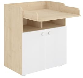 Shefa Wickelkommode 700 - Moderne Babyzimmer Kommode, 47 x 70 x 86 cm Farbauswahl (Weiß Natur)