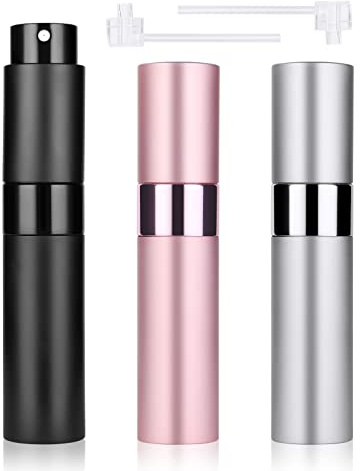 ACWOO Mini Parfümzerstäuber Taschenzerstäuber, 3 Stück 10 ml Nachfüllbar Leer Reise Parfüm Zerstäuber, Mini Portable Sprühflasche für Flug Reise, Glas, Leicht, tragbar, robust