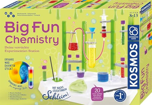 KOSMOS Big Fun Chemistry - Die verrückte Chemie-Station, Experimentierkasten für Kinder ab 8 Jahre, glibbriger Schleim, blubbernde Flüssigkeiten, Chemiebaukasten für Kinder, 645649