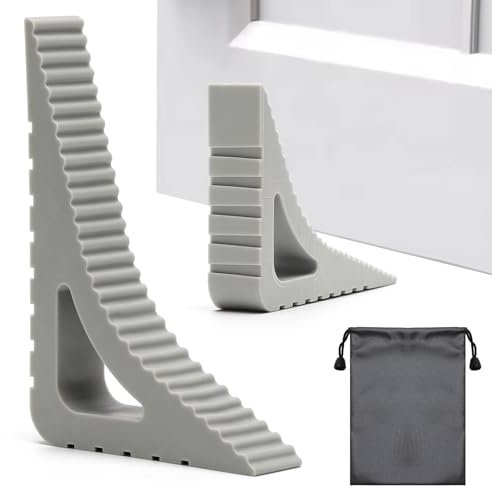 KQDRAVINE 2 Stück Türstopper Keil Gummi mit Wasserdichter Beutel, Fensterstopper Beim Lüften, Türstopper Wand, Türkeil Gummi für Alle Oberflächen, Gummikeile für Türen und Fenster, Flexibel Anpassbar