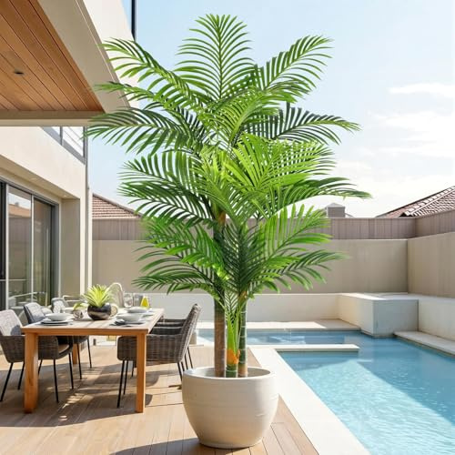Keeplush Künstliche Goldene Palme 180cm kunstpflanzen groß wie echt, UV-beständig kunstbaum groß, Kunstpalme für Haus Wohnzimmer Schlafzimmer Büro Balkon Garten Decor Künstliche Pflanzen (1 Stück)