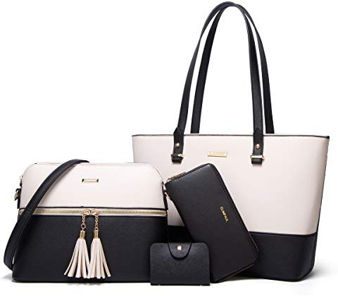 YTL Damen Handtasche Tote Shopper Groß Schultertasche Umhängetasche Geldbörse Kartenhalter Tasche 4-teiliges Set für Büro Schule Einkauf Reise Geschenk