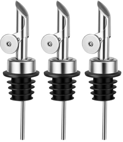 Arvoni Ausgießer für Ölflaschen, 3 Stück Olivenöl Ausgießers, Flaschenausgießer mit Klappe aus Edelstahl, Ausgießer Spirituosen, Dosierer für Flaschen, für Öl, Spirituosen, Essig