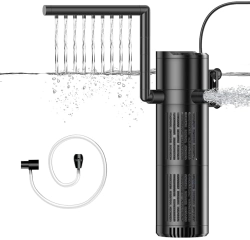 Aquarium Filter, 800L/H Einstellbarer Aquarium Innenfilter, 12W Leiser Filterpumpe Schwammfilter Aquariumfilter für 30L-200L Aquarien