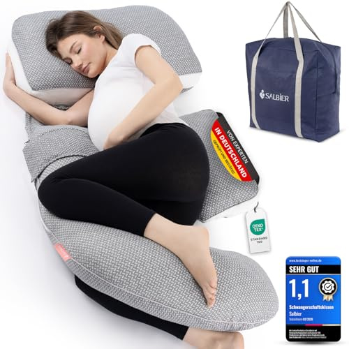 Schwangerschaftskissen 4-in-1 C/U/J/G Form Pregnancy Pillow – Seitenschläferkissen & Stillkissen | Ganzkörperkissen für Schwangere, Rücken, Bauch & Hüfte | Breathable Air-Layer, Abnehmbar & Waschbar