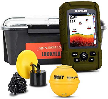 LUCKY Kabellos Handheld Fischfinder Boot verkabelt Transducer Fisch Finder Sensor Sonar wasserdicht Tragbare Tiefenmesser für Eisfischen Seefischerei Kajak