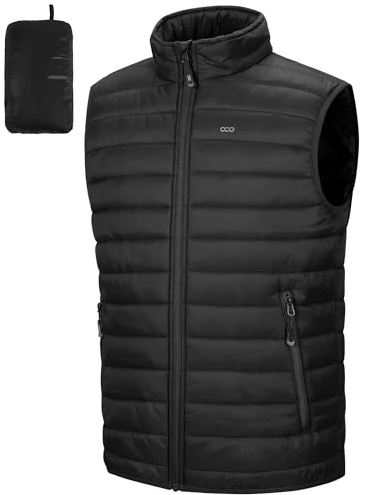 33,000ft Herren Packbare Steppweste Übergangsweste Pufferweste 5 Taschen | Leicht, Wasserabweisend, Gefüttert, Winddicht, Warm, Golfweste, Sportweste, Outdoorweste, für Casual Wandern Reisen