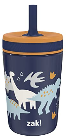 Zak Designs Kelso Trinkbecher für Kleinkinder für Reisen oder zu Hause, 340 ml, vakuumisolierte Edelstahl-Schnabeltasse mit auslaufsicherem Design, perfekt für Kinder (Zaksaurus)