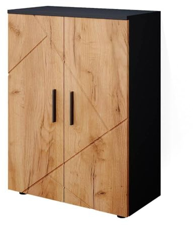 Vicco Midischrank Irma, Anthrazit/Goldkraft Eiche, 60 x 81 cm | 2 Türen · 3 Ablagefächer · Geschlossener Stauraum · Viel Stauraum · Übersichtliche Aufbewahrung