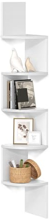 VASAGLE Eckregal, Wandregal 5 Ebenen, Schweberegal für Bücher, Bücherregal, Pflanzenregal für Schlafzimmer, Wohnzimmer, Badezimmer, Homeoffice, wolkenweiß