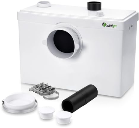 Sanigo SANI600 Zerkleinerer für Sanitär, automatische Pumpe zur Beseitigung von Abwasser, leise, 3/1 Eingänge für WC Waschbecken 600 W