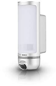 Bosch Smart Home Eyes Außenkamera Silber mit Außenleuchte & Gegensprechanlage, 1080p HD