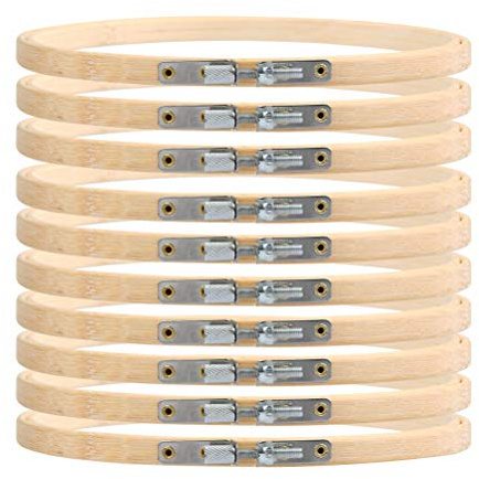 10 Stück 15cm Stickrahmen Bambus-Kreis runder aus Holz Stickerei Kreuzstich set Stickerei Hoop Einstellbar Nähen Bambus Kreis Set Ring für DIY Kunst Handwerk Handliches Nähen 6 Zoll