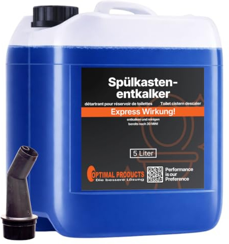Optimal Products 5 Liter Spülkasten Entkalker mit Express-Wirkung nach 30 Minuten, 2 in 1 - Löst Kalk und reinigt den WC-Spülkasten