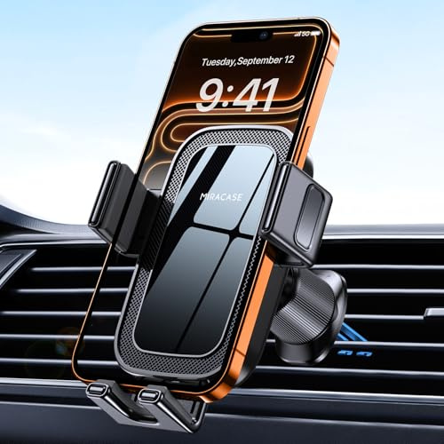 Miracase Handyhalterung Auto【2026 Upgrade Version mit Doppelhaken】 360° Drehbare rutschfeste Handyhalterung Auto Lüftung, Hochstabile Smartphone Auto Halterung für iPhone Samsung Huawei usw