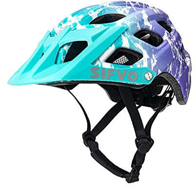 Fahrradhelm Kinder Jungen Mädchen 54-57cm, SIFVO MTB Helm Kinder mit Visier | kinderhelm mit insektenschutz netz, mit kinnschutz, mit visier, verstellbar, mountainbike helm kind, für kinder 8-10 jahre