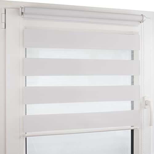 Deco4Me Doppelrollo Klemmfix ohne Bohren (115 x 160 cm, Weiß) - Duo Rollo lichtdurchlässig - blickdichte Rollos für Fenster ohne Bohren - Klemmrollo, Fensterrollo, Innenrollo (Stoffbreite 111 cm)