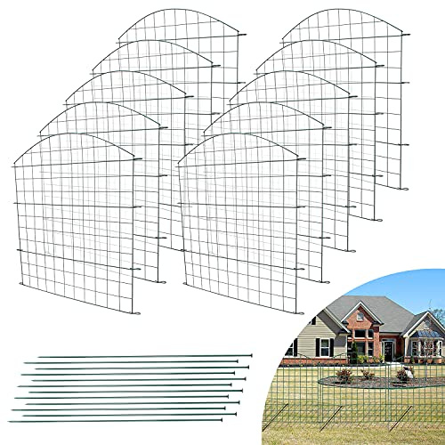 Lospitch Teichzaun Gartenzaun,Zaun Teich 22 tlg 10 Zaunelemente und 12 Befestigungsstäben,Gartenzaun Metall,steckzaun,Freigehege, Teich, Zaun, Gitterzaun,gehege kaninchen (Oberbogen), 661072