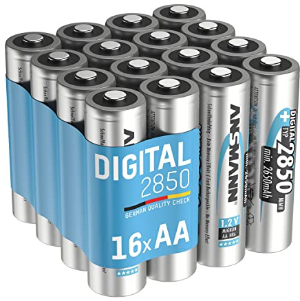 Ansmann 16x Akku Mignon AA 2650 mAh, Wiederaufladbare NiMH Batterien 1,2V | Hohe Kapazität für Kameras und Blitzgeräte, 1500 Ladezyklen, schnellladefähig, ersetzt LR06 Batterien, 16er Pack