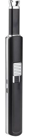 TFA Dostmann Elektronisches Stabfeuerzeug, 98.1119.01, Lichtbogen, Kerzenanzünder, Feuerzeug, USB aufladbar, Schwarz, L 192 x B 26 x H 19 mm