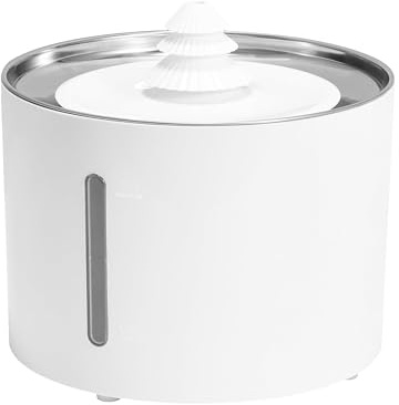 Amazon Basics Trinkbrunnen für Haustiere, Kleintiertränke, Hundetränke, Edelstahl, 3 L, mit 3 Kohlefiltern, Weiß