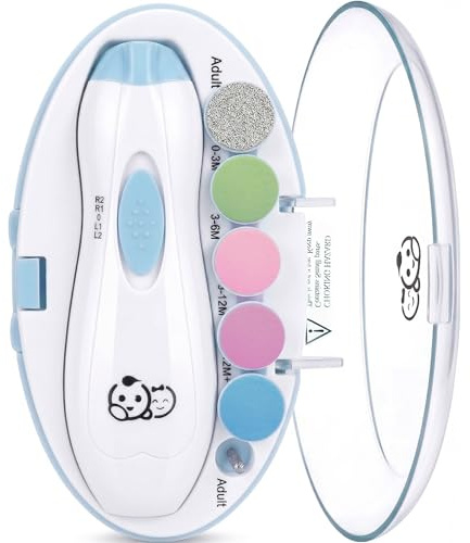 Baby-Nagelschneider 6 in 1, Royal Angels Baby Elektrische Nagelfeile, Baby-Pflegeset, Maniküre-Set für Kleinkinder und Erwachsene, Nagelpflegeset für Zehen und Fingernägel von Neugeborenen (Babyblau)