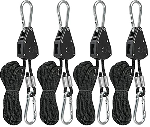 TIMESETL Spannseil Mit Ratsche 4 Stück 150lb Spannseile, Seilspann Camping Ratsch, Seilratsche Flaschenzug Sonnensegel Verstellbarer Seil Ratsche 1/8 Zoll Ratchet Hangers Grow, Hängendes Seil
