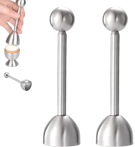 2 Stück Eieröffner mit Kugel, Eierköpfer Edelstahl Luxuriöses, Hochwertige Werkzeug für Perfekt Geöffnete Weich und Harte Eier, Ergonomisch Gestaltet Elegantes Küchenwerkzeug für Küche Esszimmer & Bar