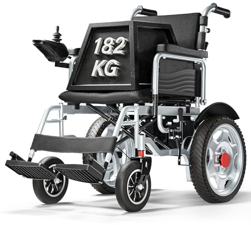 DAIHAIY Faltbar Elektrischer Rollstuhl Klappbar, breit sitz 50 cm | 182kg belastbar, 43 cm Gummi Vollbereifung,jedes Geländ, 25km Reichweite, Zuhause Mobilitätshilfe Für erwachsene & senioren