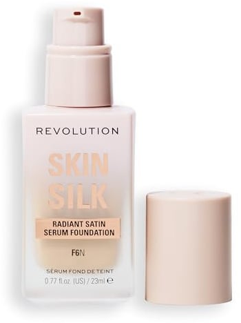 Makeup Revolution, Skin Silk Serum Foundation, Light to Medium Coverage, Contains Hyaluronic Acid, F6, 23ml