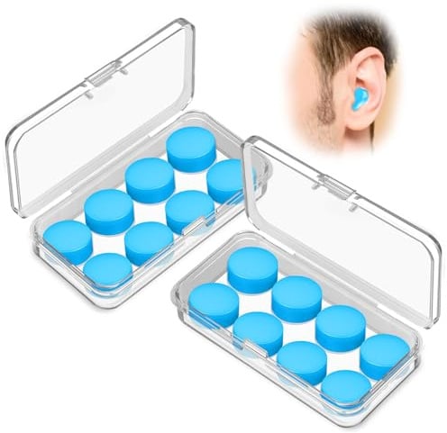 Saleependent 8 Paar Silikon Ohrstöpsel mit Geräuschreduzierung, Wiederverwendbar, Blau, geeignet zum Schwimmen, Schlafen, Fliegen, Büro, Lärmschutz, Alltagsgebrauch