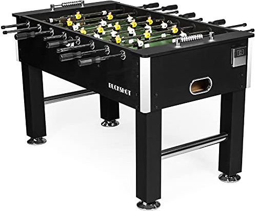Buckshot Kickertisch 141x77x89 cm - Schwarz Tischfussball mit 2 Bälle - MDF Kabinett - Tischfußball 5ft mit Justierbare Füße und Starke hohlstangen - Tischkicker 60kg