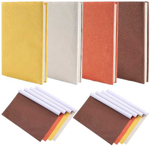craspire 8 Stück 13.7x11.8 Zoll Leinen-Buchtücher, 4 Farben Für A5-A8-Bücher, Bindestoffoberfläche, Buchumschlag Mit Papierrücken, Buchalbum, Scrapbooking, Archivierung, DIY-Einband, Schutz, Buchtuch