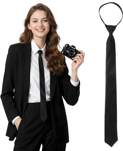KFHENSOMR 2 Stücke Krawatten Damen Schwarz Krawatten für Damen Lange Krawatte JK-Uniform-Krawatte Schmale verstellbare für Mädchen Abschlussfeier Geschäftshochzeit
