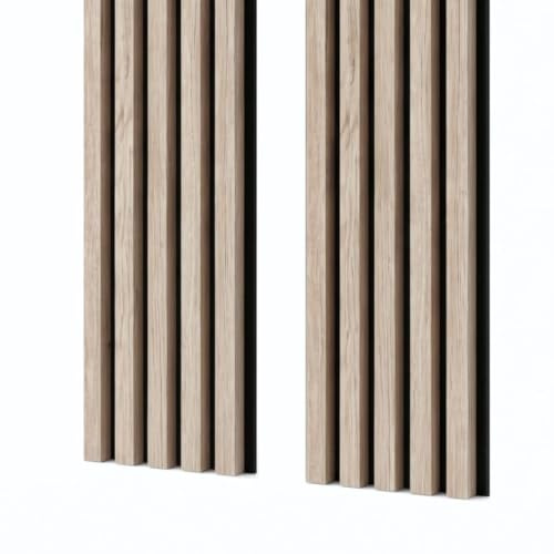 MEBANO. Akustikpaneele Holz 240 x 53 cm, Farbe: Eiche Sanremo Leicht Wandpaneele, Holzpaneele Wand, Moderne Lamellenwand auf Filz, MDF Wandverkleidung